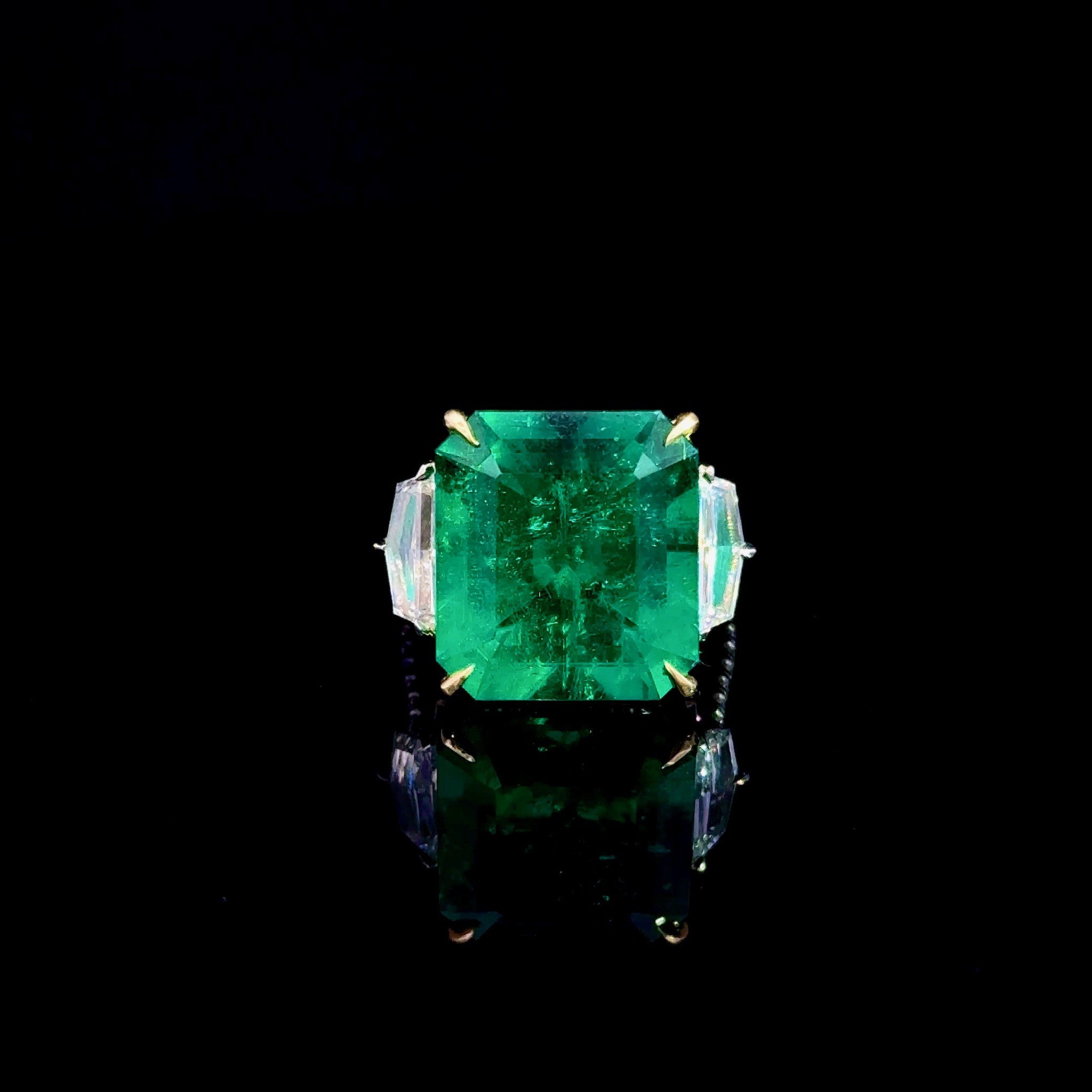 Three-Stone Emerald & Diamond Ring