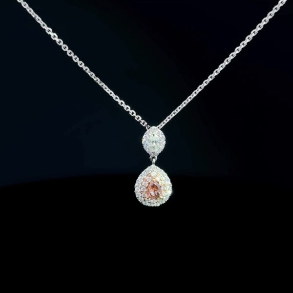 Double Halo Pink Diamond Pendant