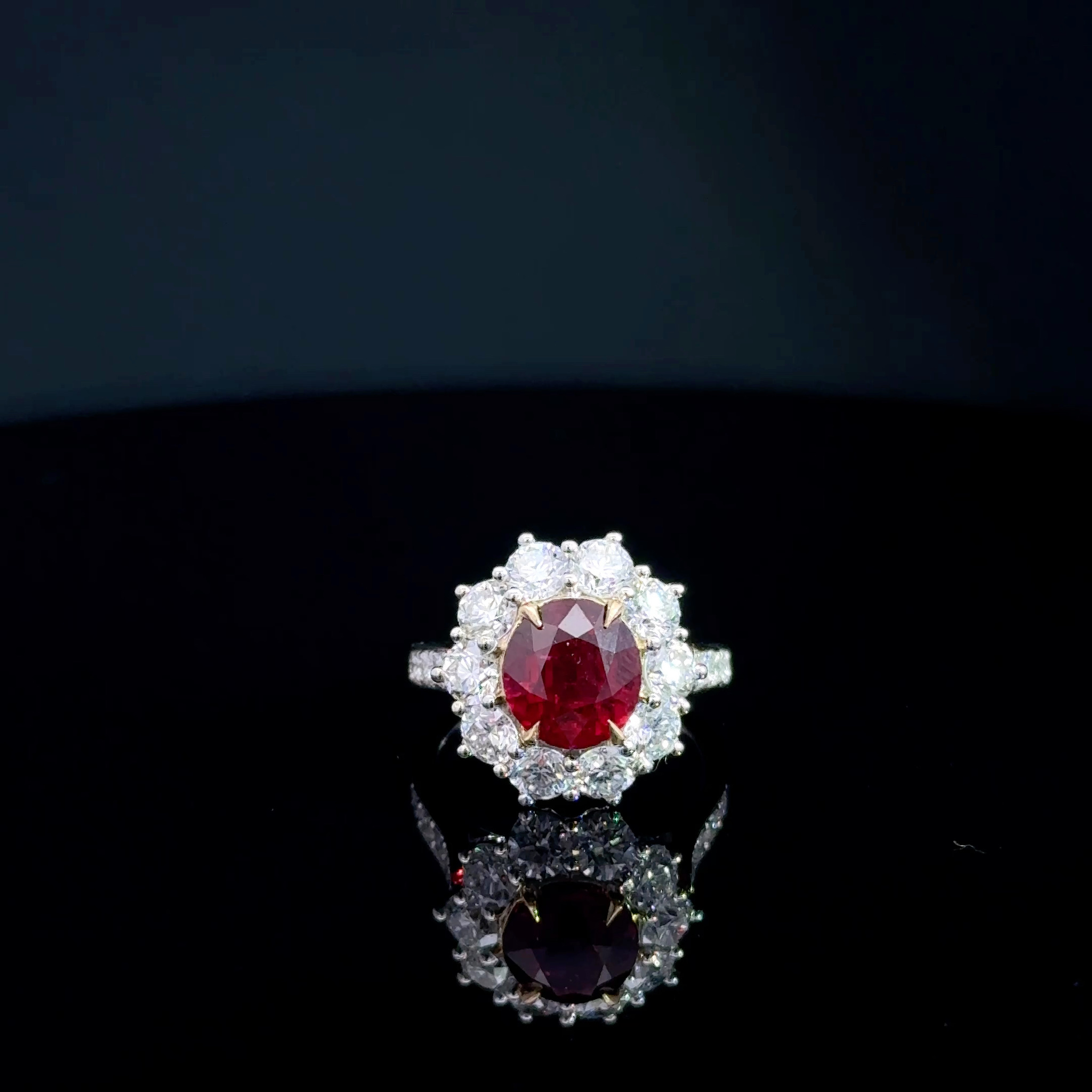 Single Halo Ruby Ring