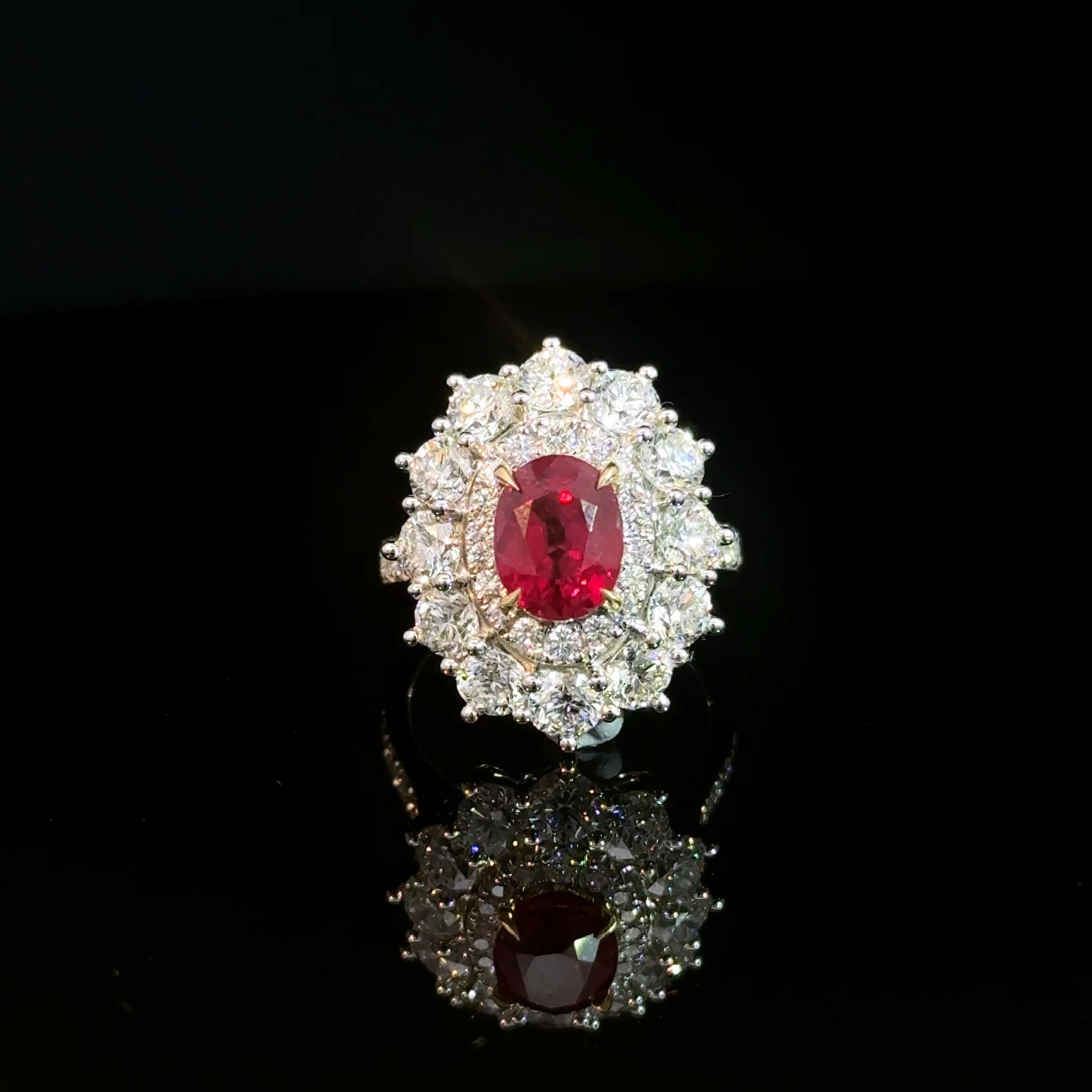 Double Halo Ruby Ring