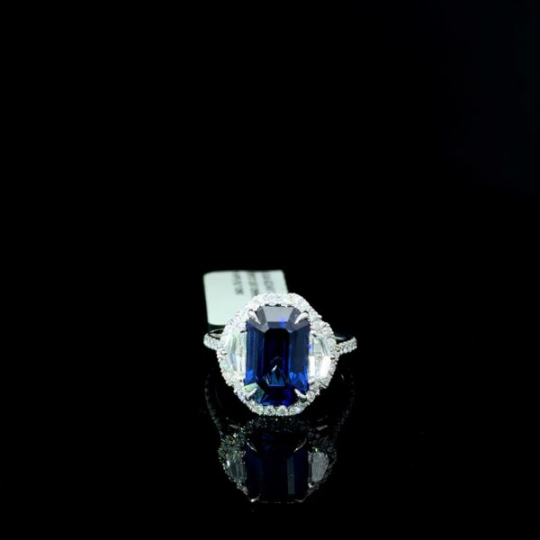 3 STONE HALO blue sapphire